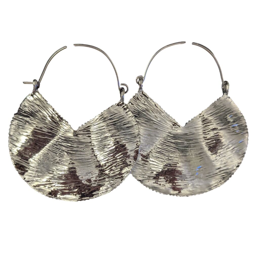 nOir Silver Bevel Hoop Earrings